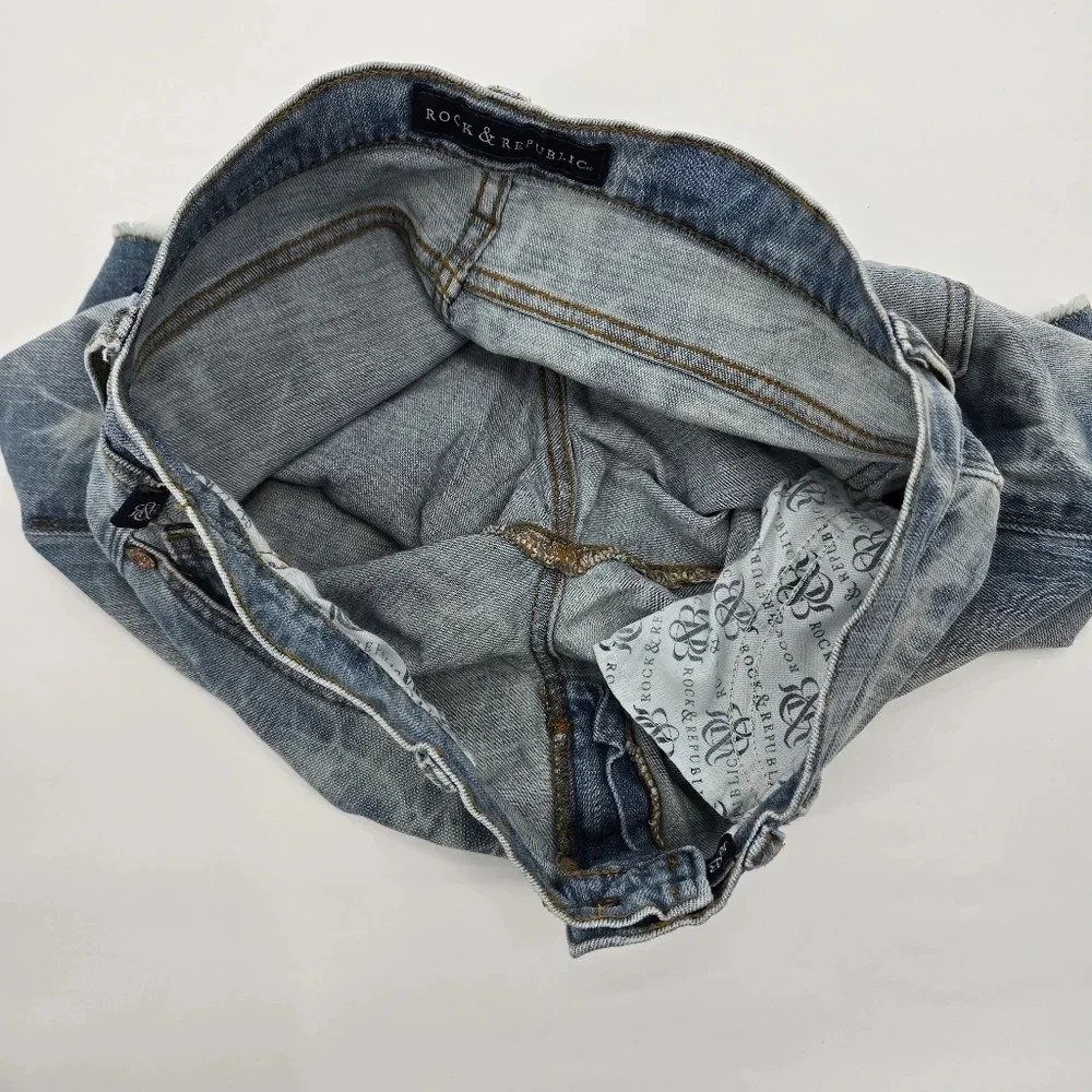 ROCK & REPUBLIC Ladies Bumper-shoot Denim Beach Shorts, Raw Hem